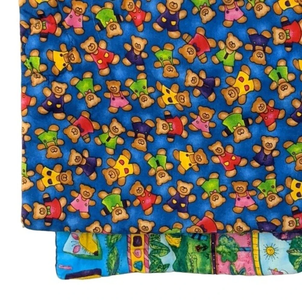 Baby Quilt double sided teddy bears and animals 60L X 39.5W
